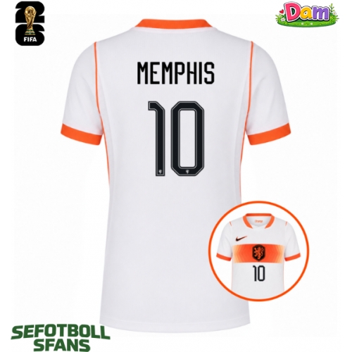 Nederländerna Memphis Depay #10 Bortatröja Kvinnor VM 2026 Kortärmad Nederländerna Memphis Depay #10 Bortatröja Kvinnor VM 2026 Kortärmad